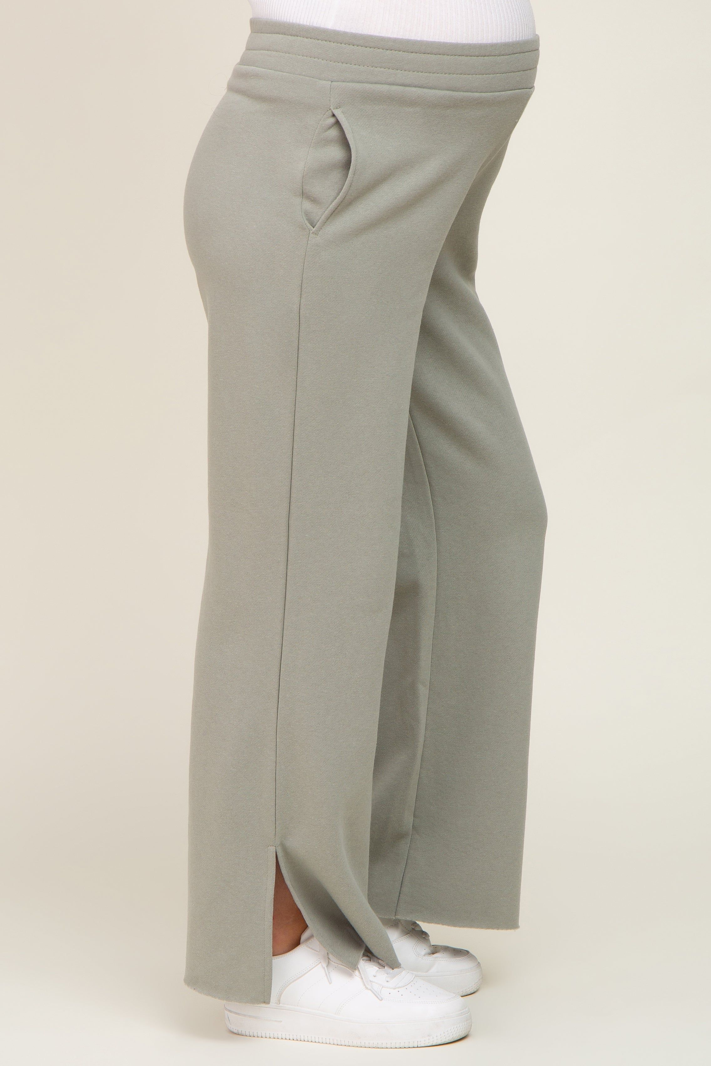 Sage Soft Wide Leg Side Slit Maternity Sweatpants sold by Pinkblush product image thumbnail 3