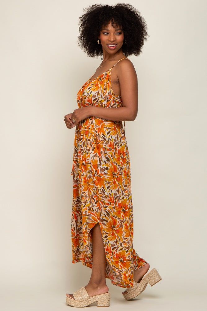 Orange Floral Sleeveless Jumpsuit sold by Pinkblush product image thumbnail 2