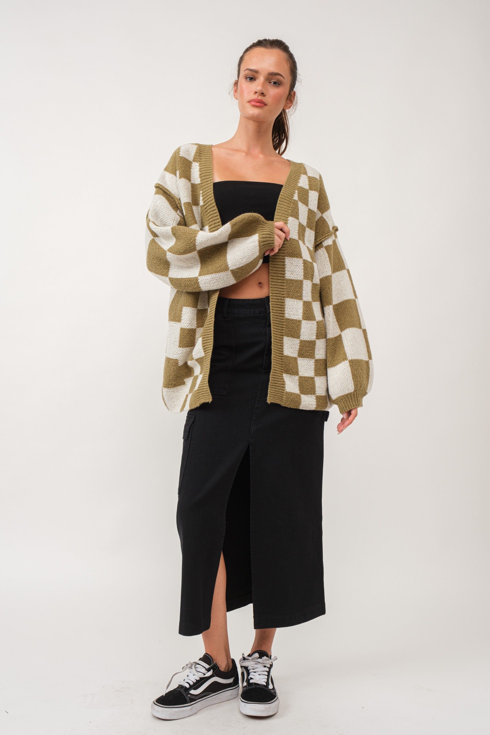 Olive Checkered Sweater sold by Pinkblush product image thumbnail 3