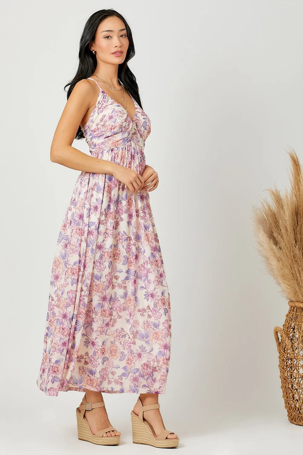 Pink Floral Mesh Sleeveless Maxi Dress sold by Pinkblush product image thumbnail 2