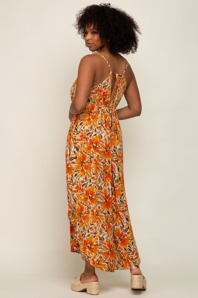 Orange Floral Sleeveless Jumpsuit sold by Pinkblush product image thumbnail 3