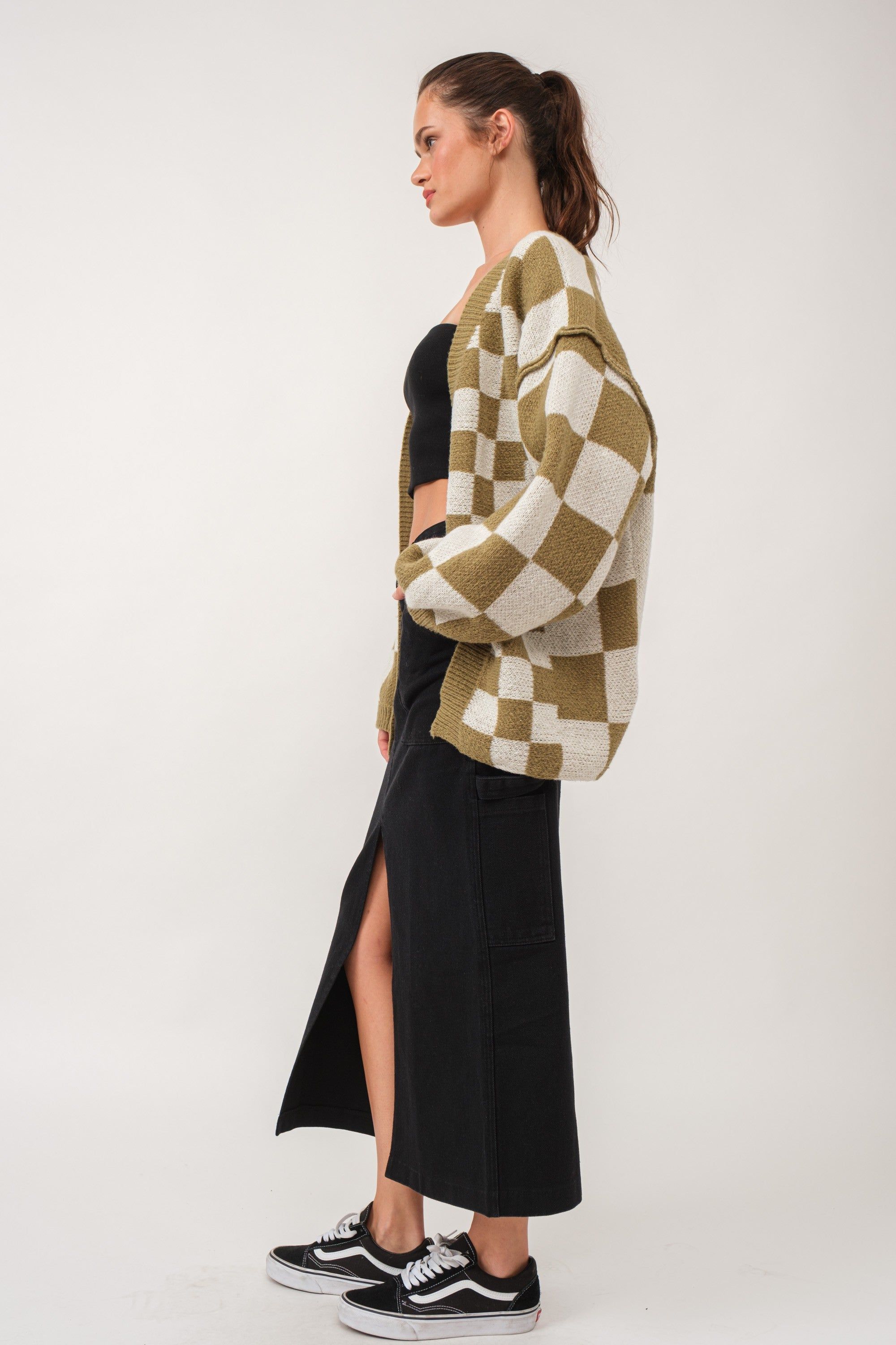 Olive Checkered Sweater sold by Pinkblush product image thumbnail 4