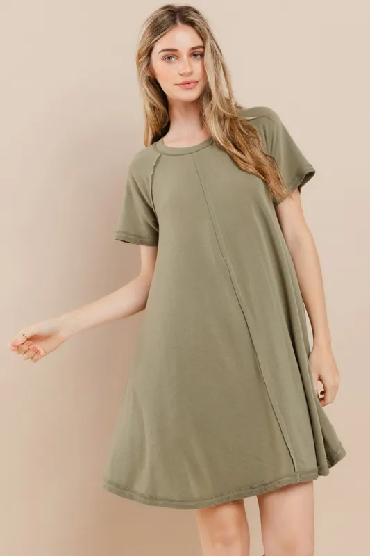 Olive Solid T-shirt Mini Dress sold by Pinkblush