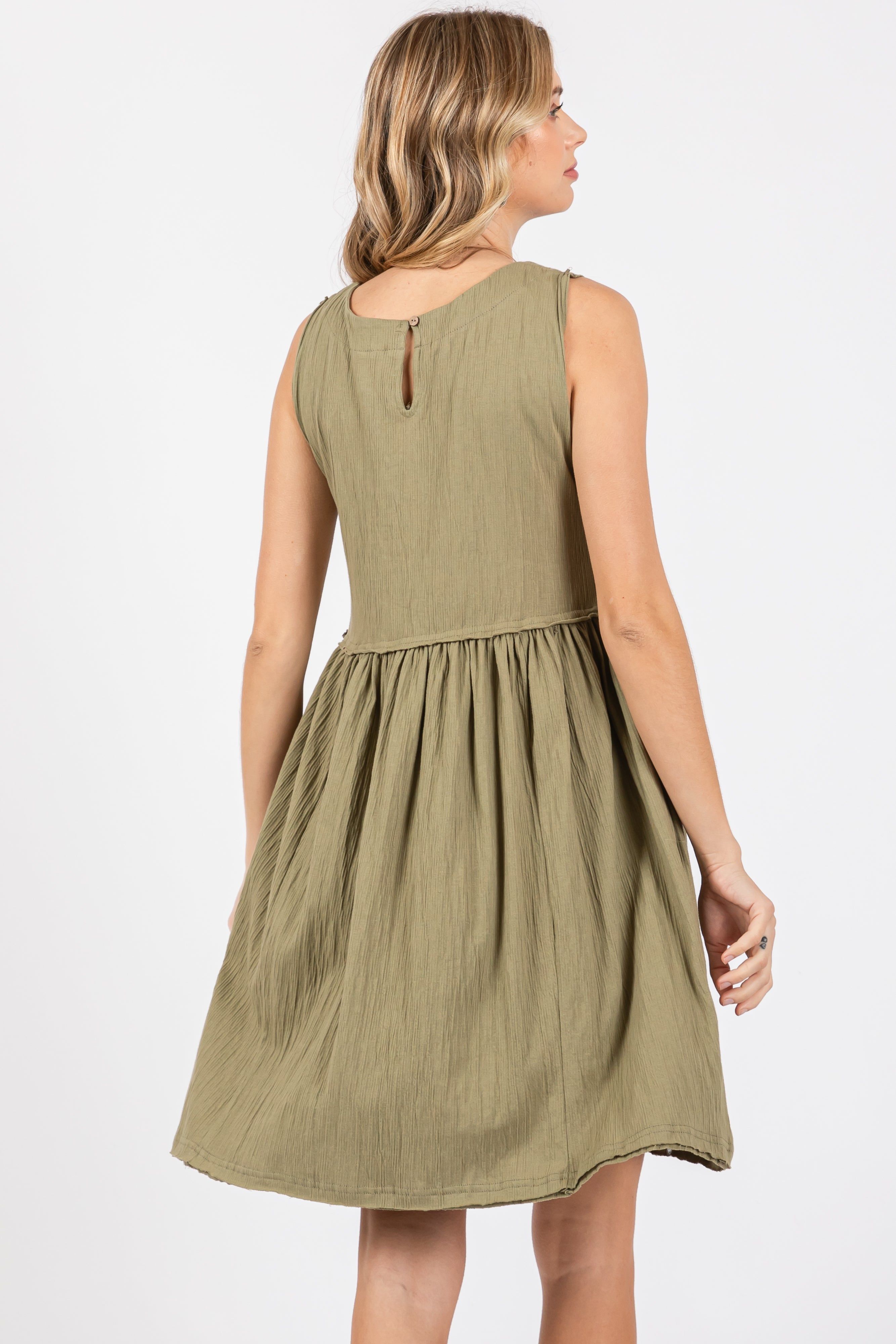 Olive Sleeveless Textured Dress sold by Pinkblush product image thumbnail 3