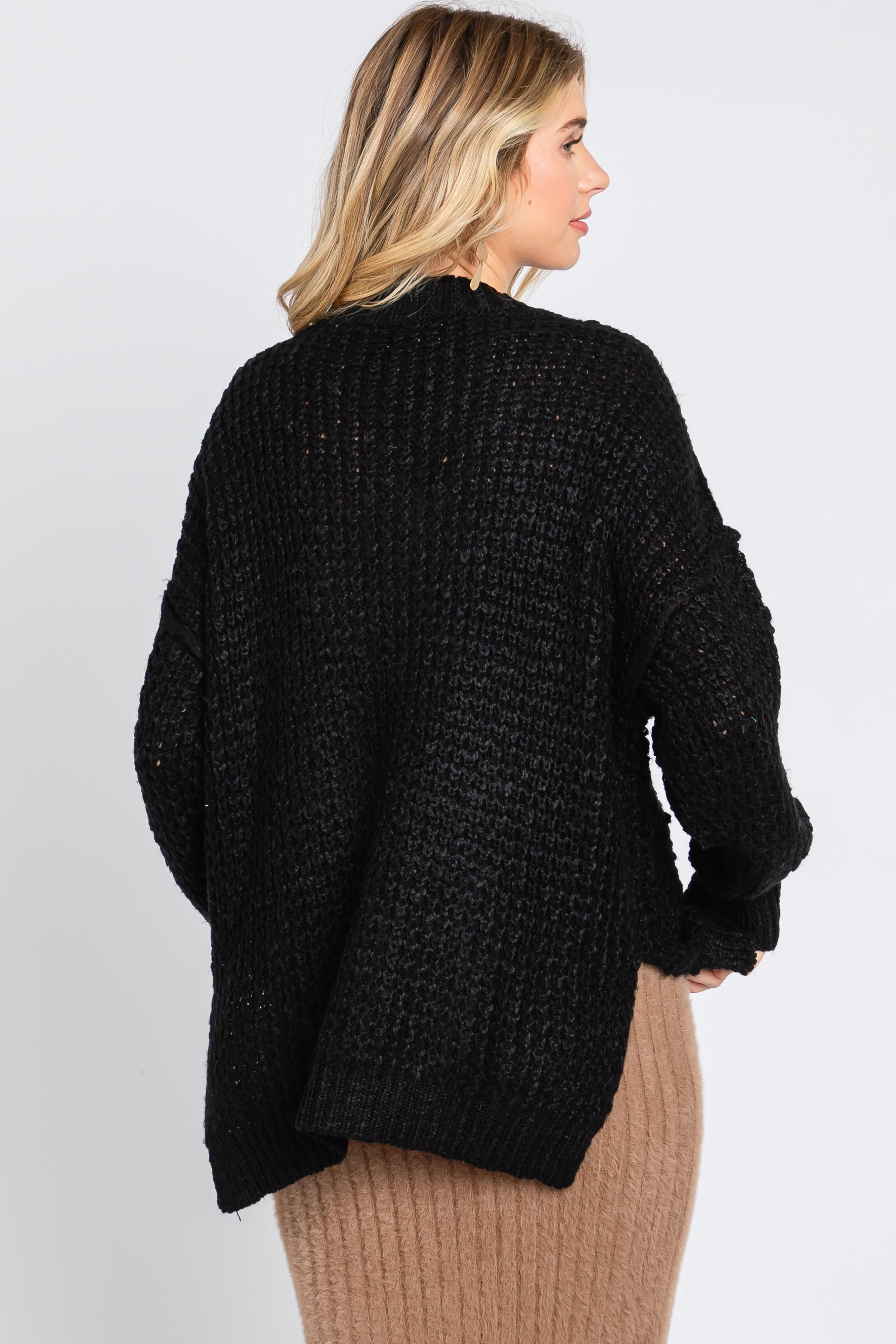 Black Henley Side Slit Sweater sold by Pinkblush product image thumbnail 3