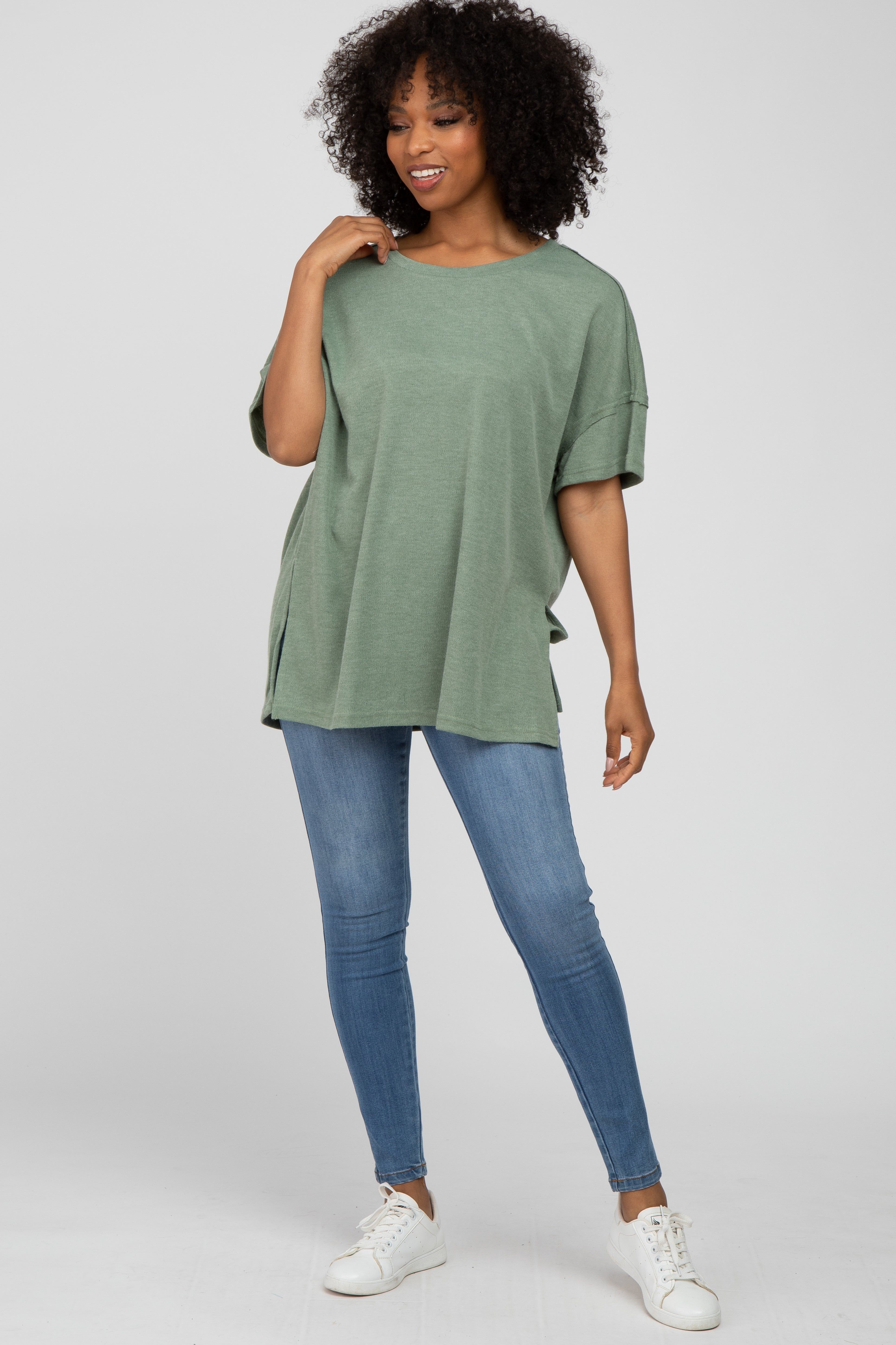 Olive Knit Oversized Top sold by Pinkblush product image thumbnail 2
