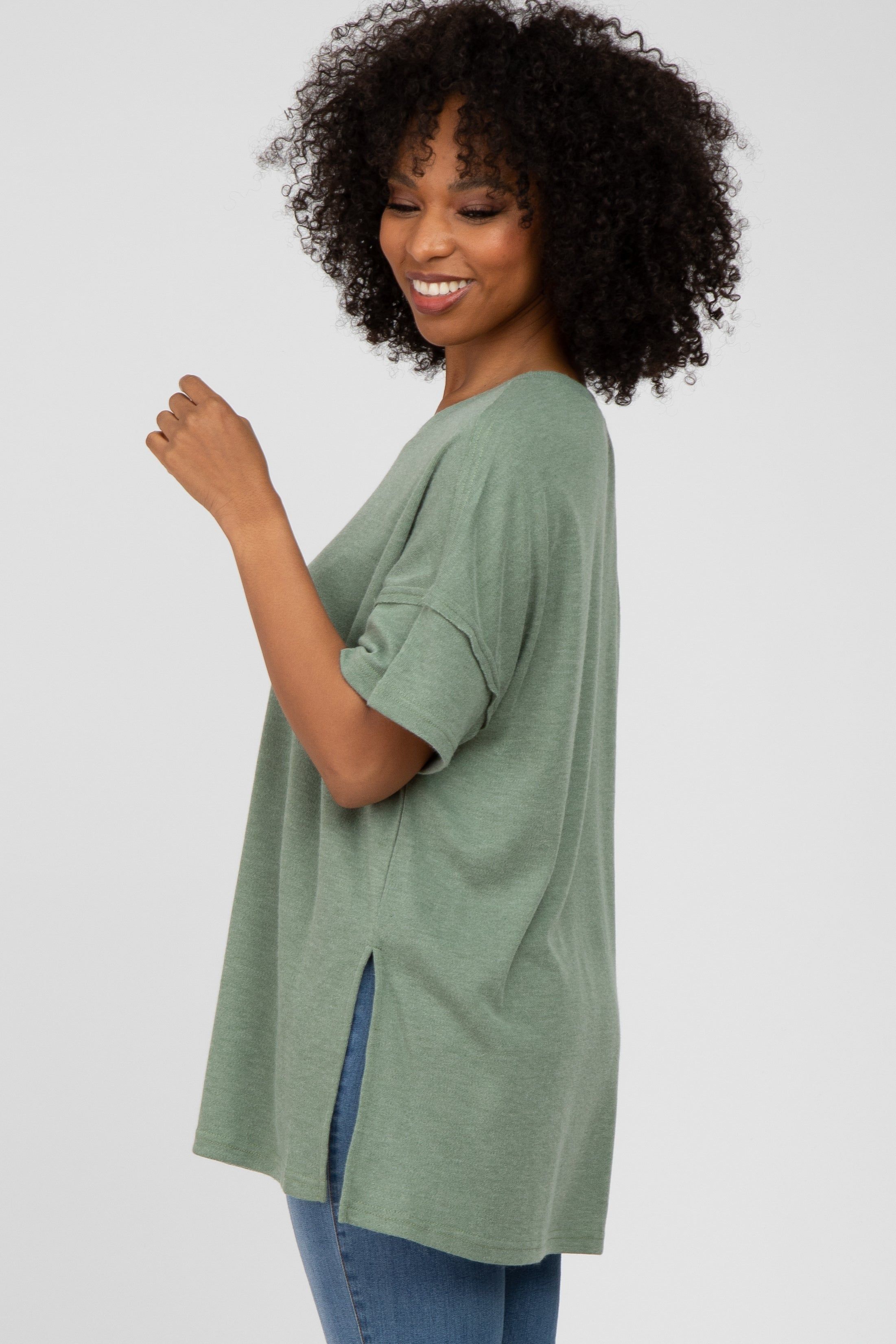 Olive Knit Oversized Top sold by Pinkblush product image thumbnail 3