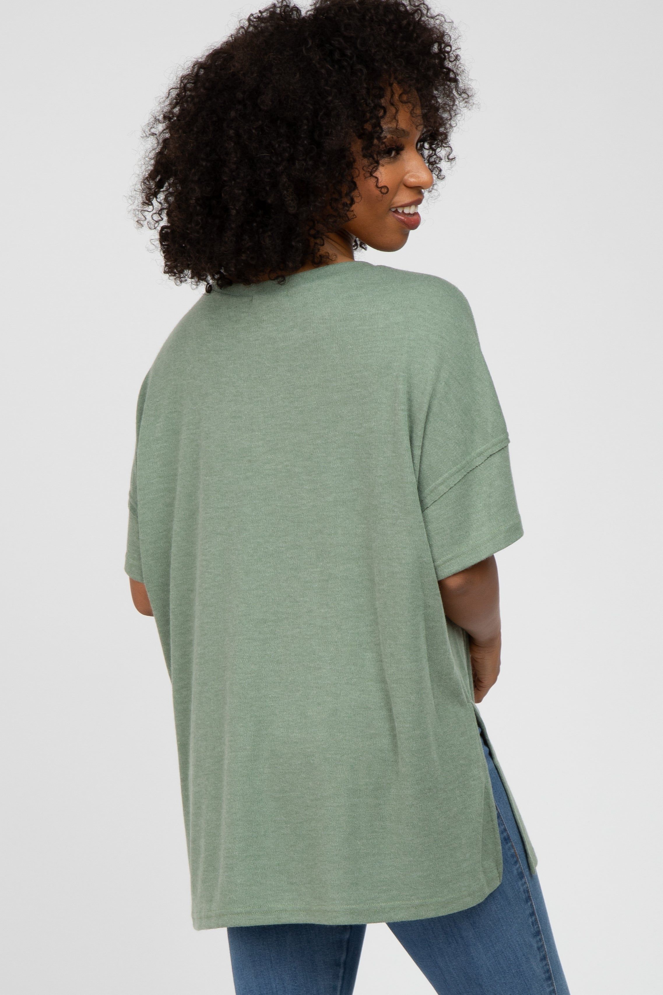 Olive Knit Oversized Top sold by Pinkblush product image thumbnail 4