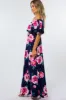 Navy Floral Off Shoulder Flounce Maxi Dress sold by Pinkblush