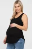 Black Racerback Curved Hem Maternity Tank Top sold by Pinkblush