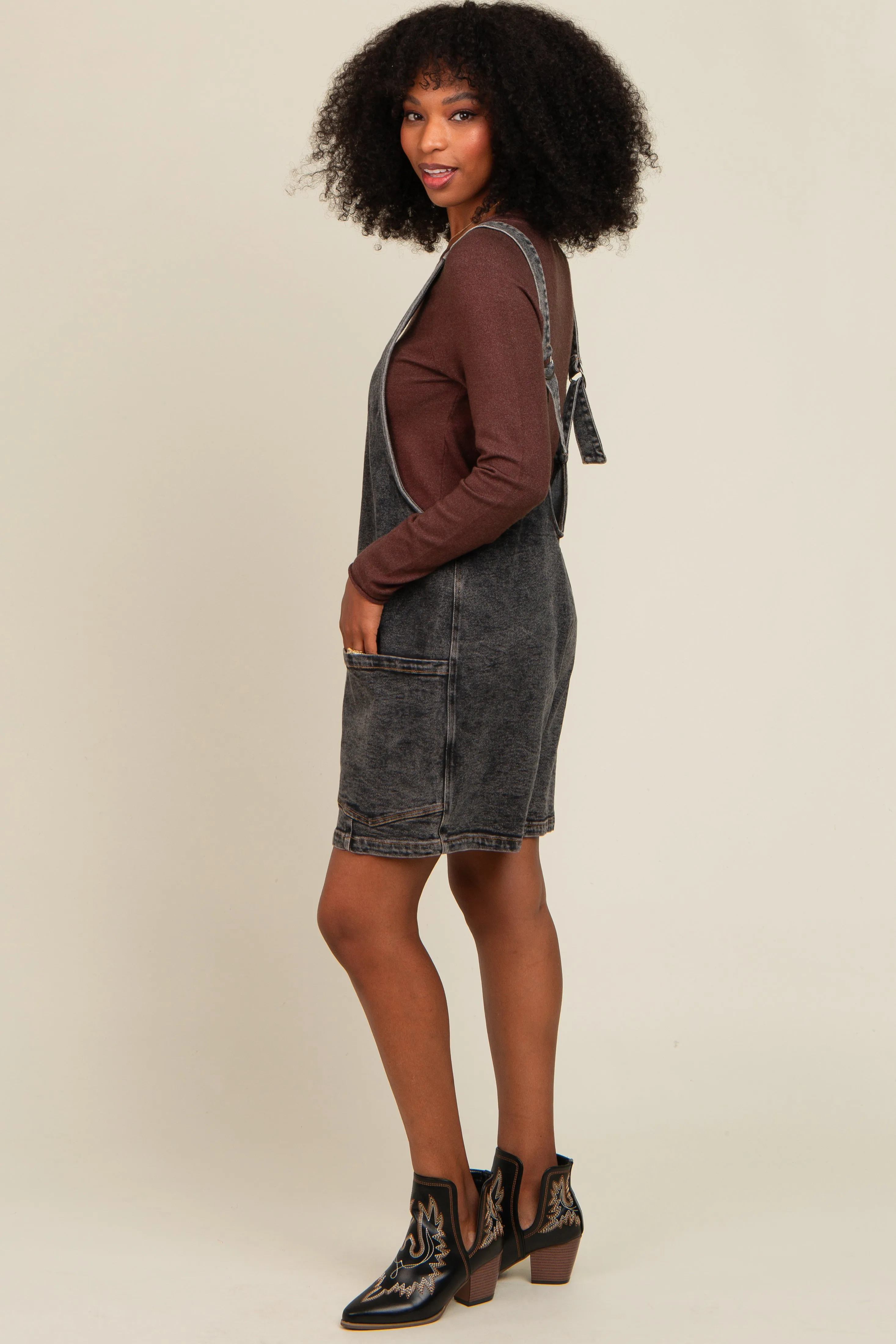Charcoal Denim Scoop Neck Short Overall sold by Pinkblush product image thumbnail 2