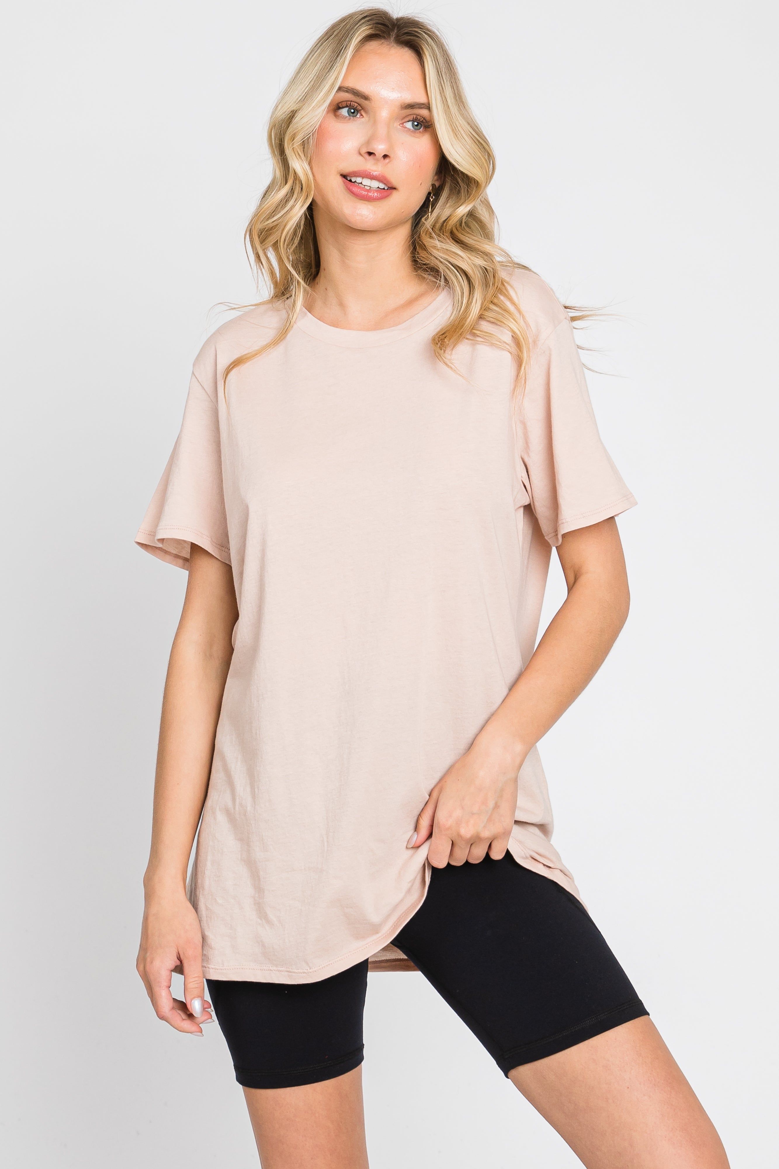 Light Pink Oversized Short Sleeve Top sold by Pinkblush