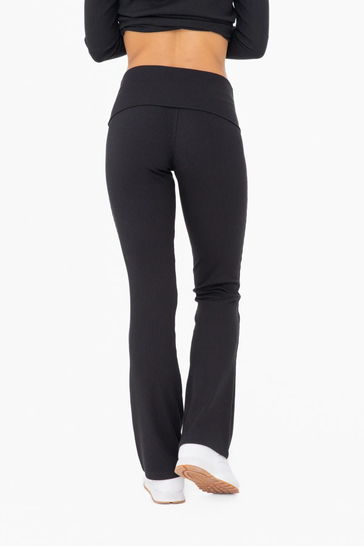 Black Ribbed Foldover Flared Pants sold by Pinkblush product image thumbnail 4