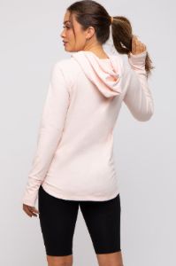 Light Pink Hooded Long Sleeve Maternity Active Top sold by Pinkblush