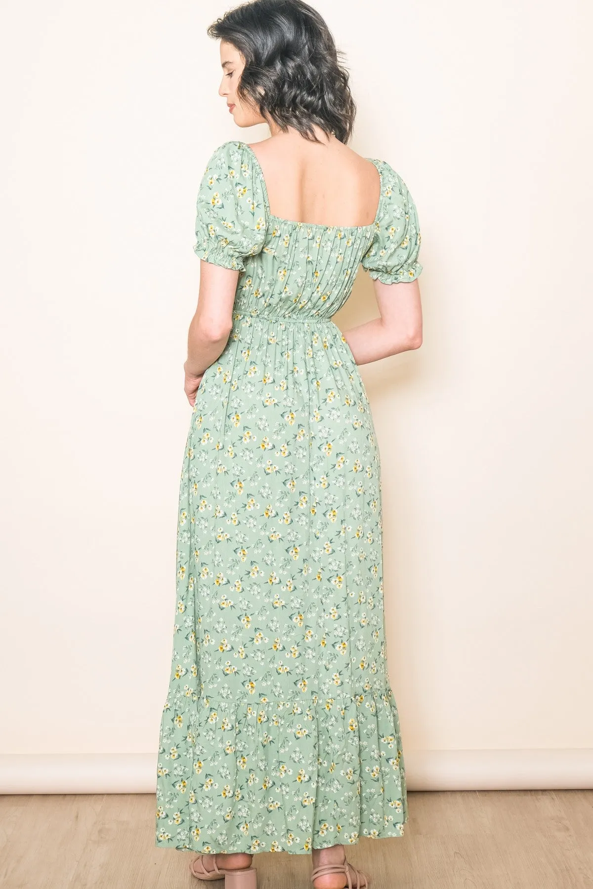 Sage Floral Short Sleeve Maxi Dress sold by Pinkblush product image thumbnail 3