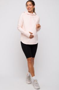 Light Pink Hooded Long Sleeve Maternity Active Top sold by Pinkblush
