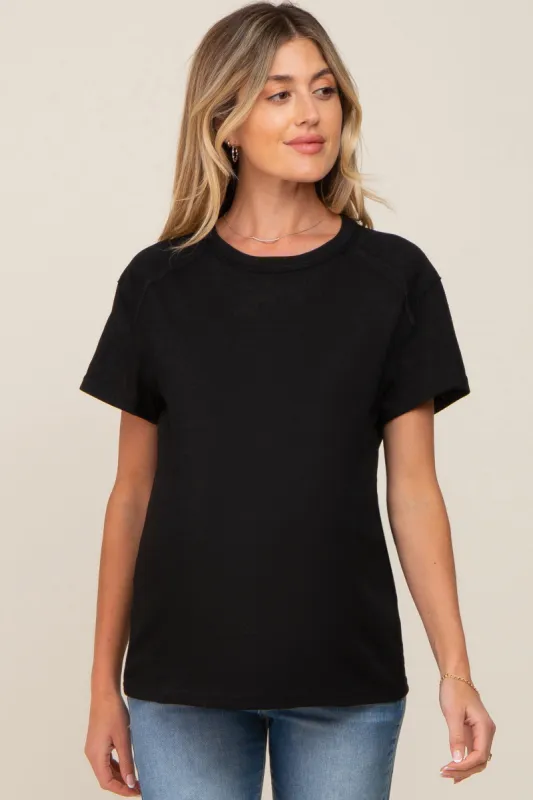 Black Raw Hem Maternity Tee sold by Pinkblush