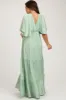 Mint V-Neck Flutter Sleeve Tiered Maternity Maxi Dress sold by Pinkblush