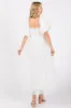 White Balloon Sleeve Embroidery Mesh Midi Dress sold by Pinkblush