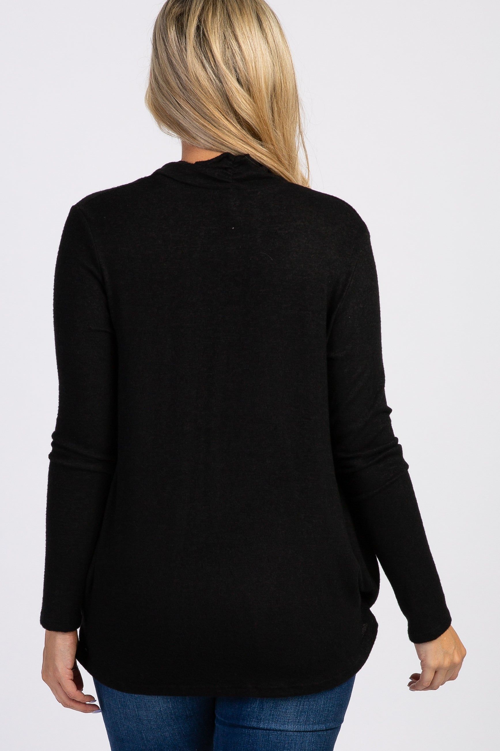 PinkBlush Black Knit Draped Wrap V-Neck Maternity Nursing Top sold by Pinkblush product image thumbnail 3