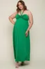Green Front Knot Halter Maternity Plus Maxi Dress sold by Pinkblush