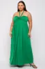Green Front Knot Halter Maternity Plus Maxi Dress sold by Pinkblush