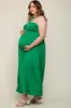 Green Front Knot Halter Maternity Plus Maxi Dress sold by Pinkblush