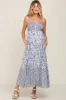 Blue Floral Paisley Smocked Button Front Maternity Maxi Dress sold by Pinkblush
