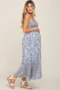 Blue Floral Paisley Smocked Button Front Maternity Maxi Dress sold by Pinkblush