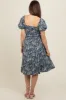 Navy Blue Floral Puff Sleeve Smocked Chest Maternity Dress sold by Pinkblush