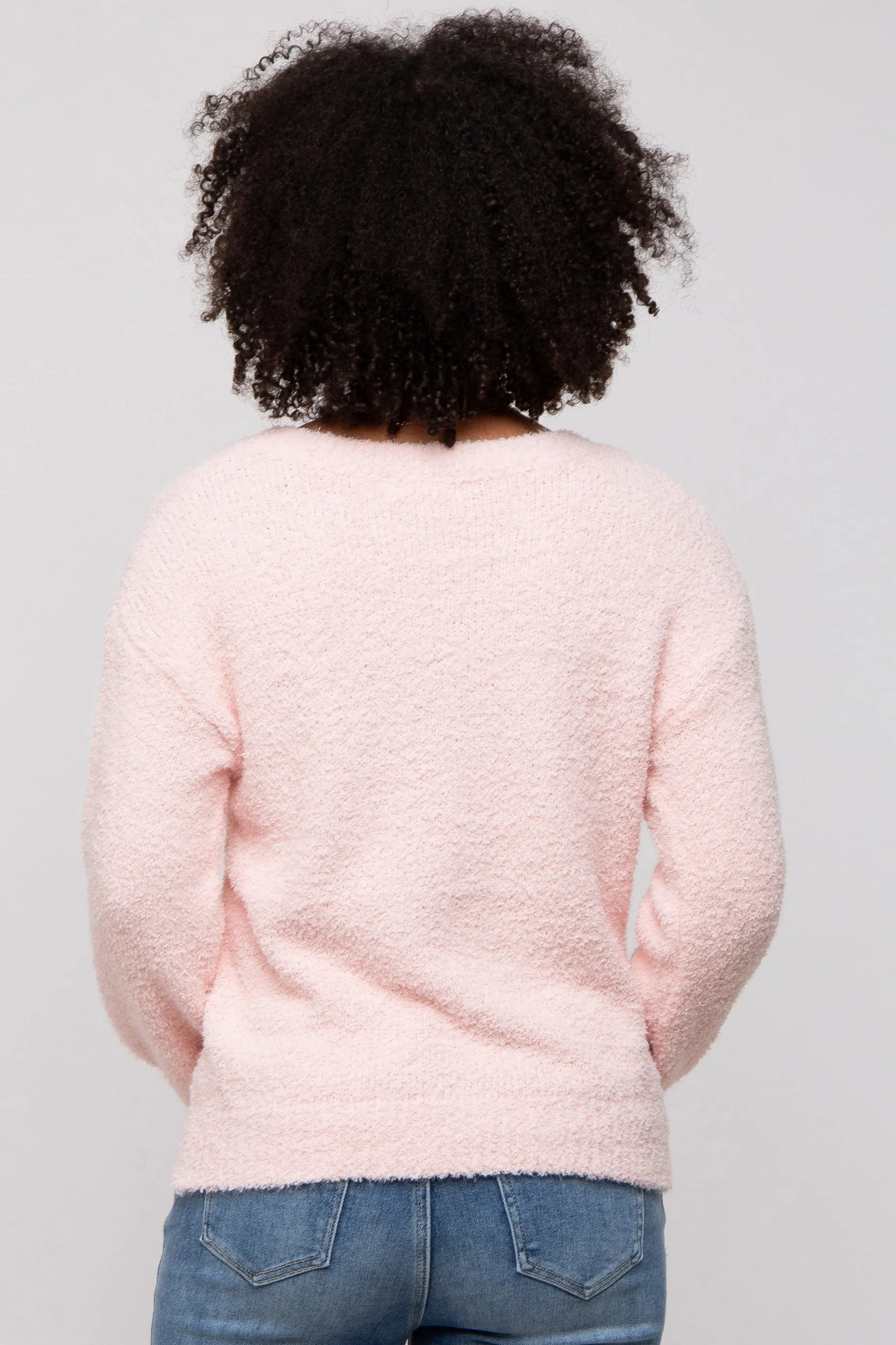 Light Pink Fuzzy Soft Knit Sweater sold by Pinkblush product image thumbnail 3