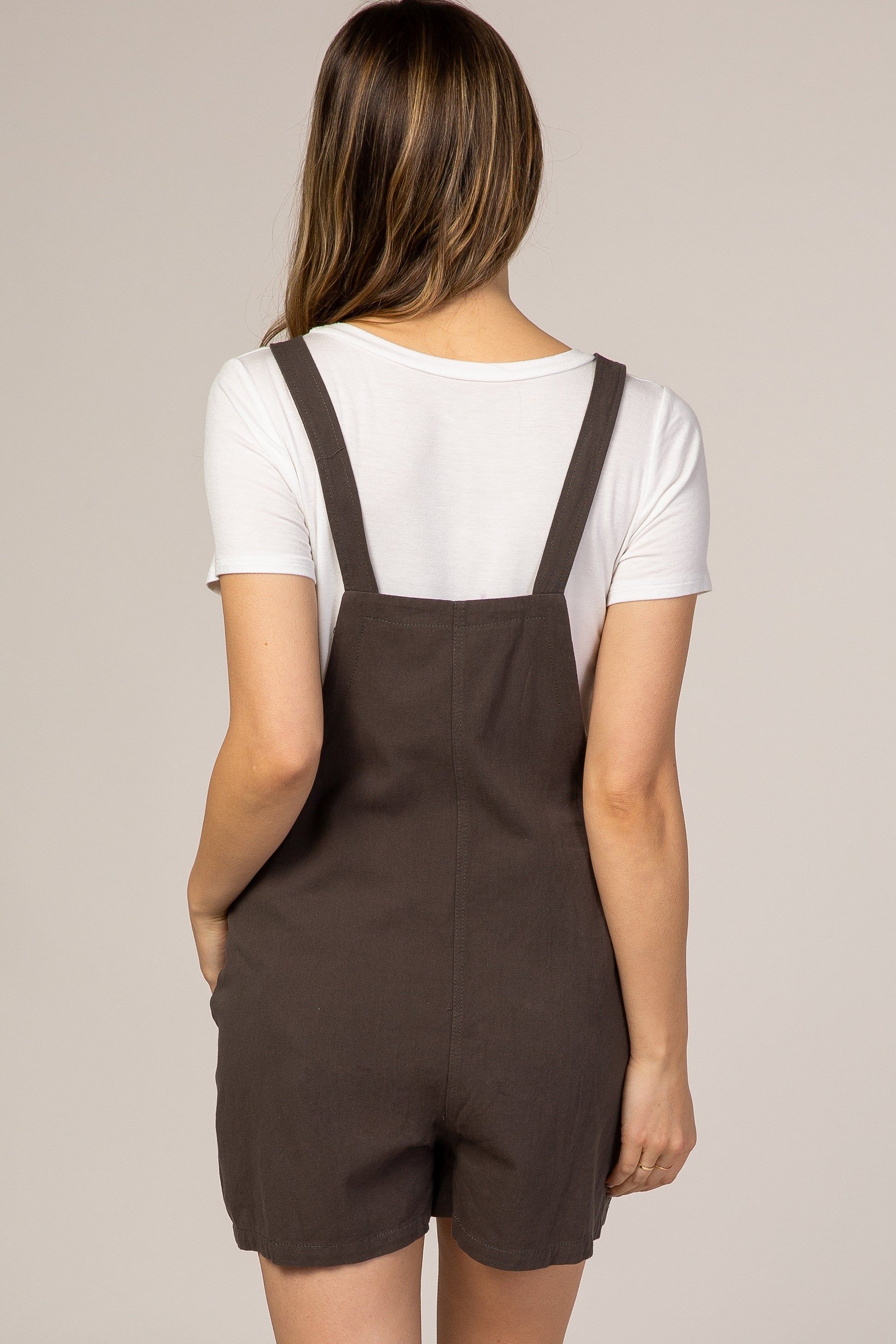 Charcoal Adjustable Strap Maternity Short Overalls sold by Pinkblush product image thumbnail 4