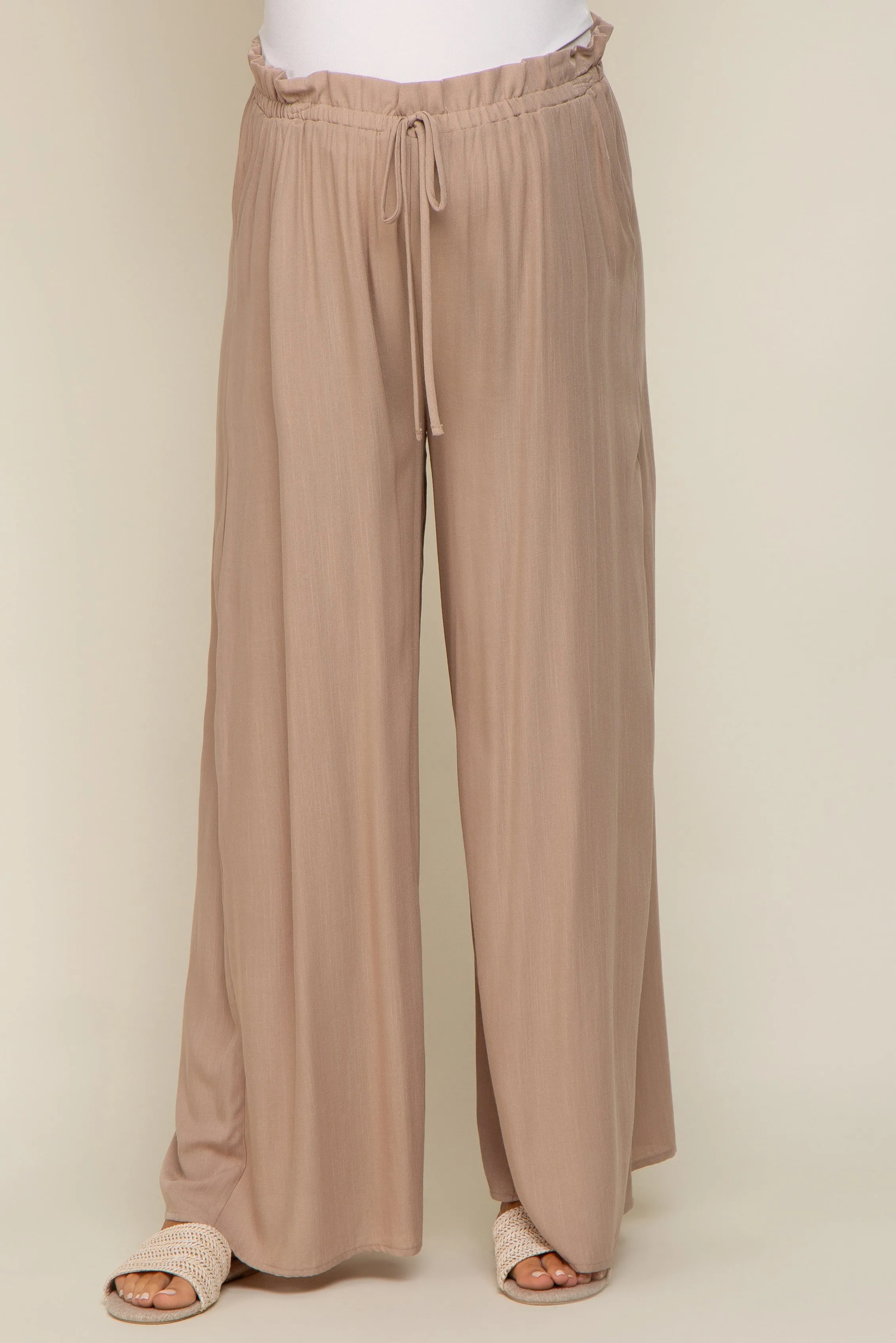 Taupe Wide Leg Maternity Pants sold by Pinkblush product image thumbnail 2