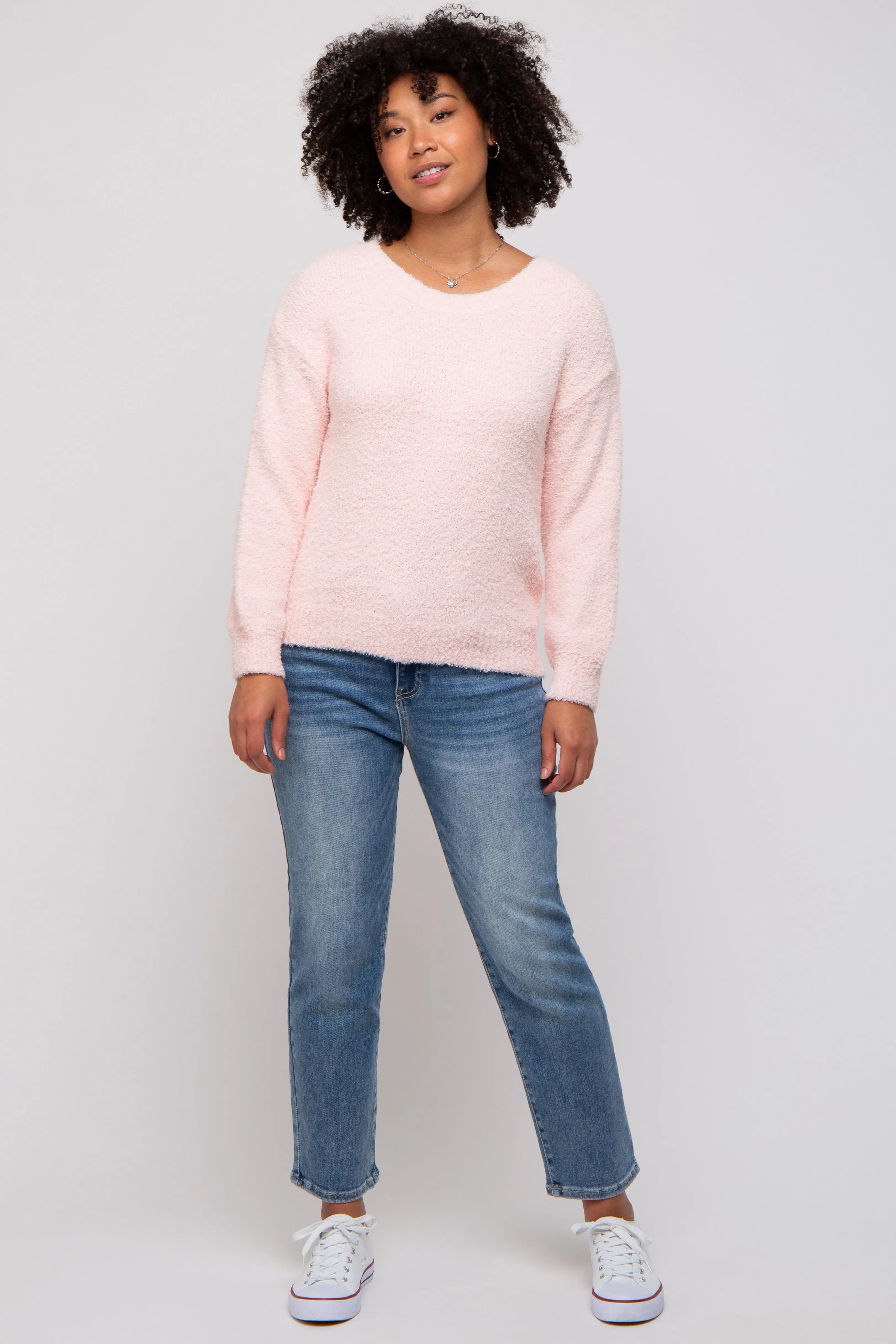 Light Pink Fuzzy Soft Knit Sweater sold by Pinkblush product image thumbnail 4