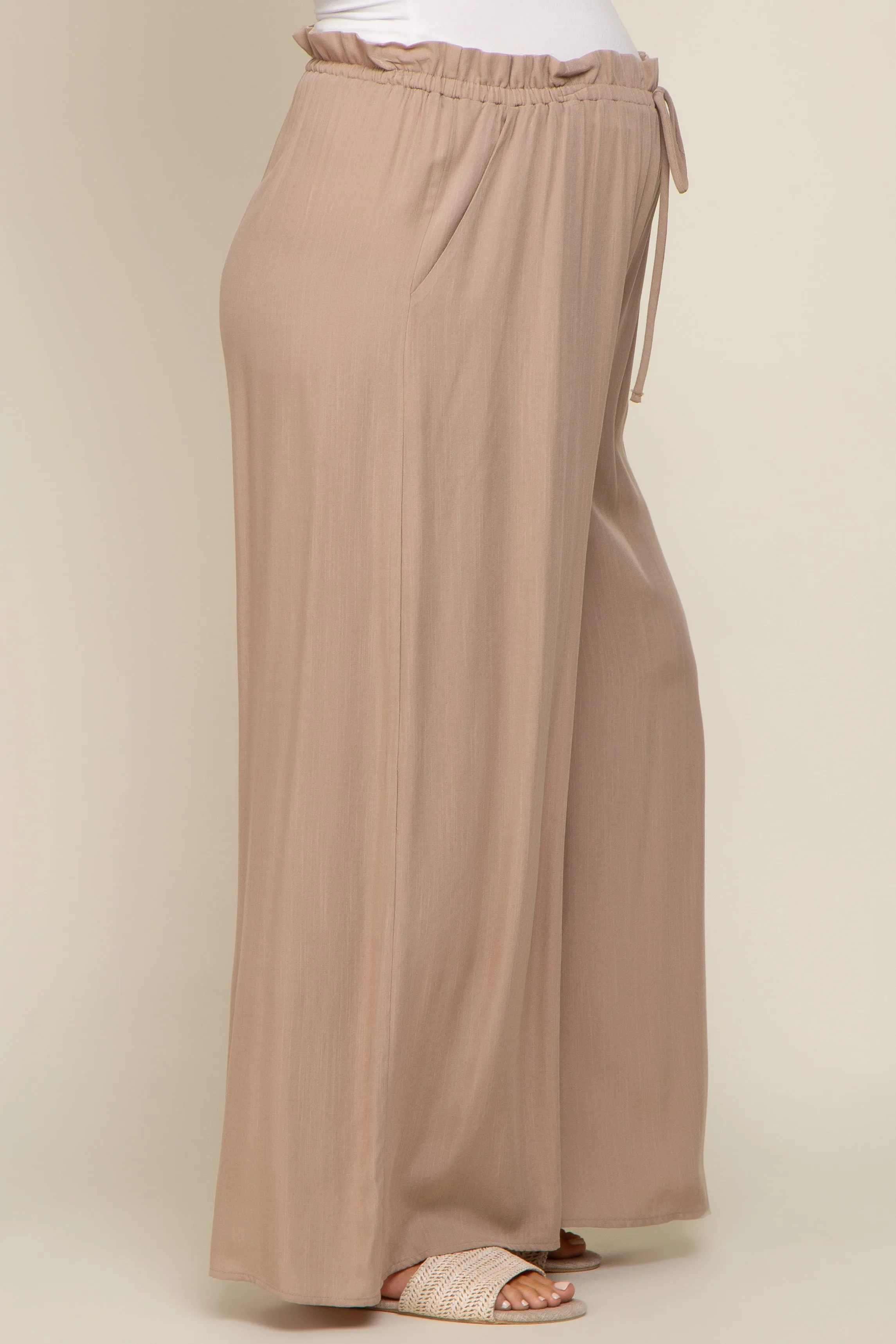 Taupe Wide Leg Maternity Pants sold by Pinkblush product image thumbnail 3