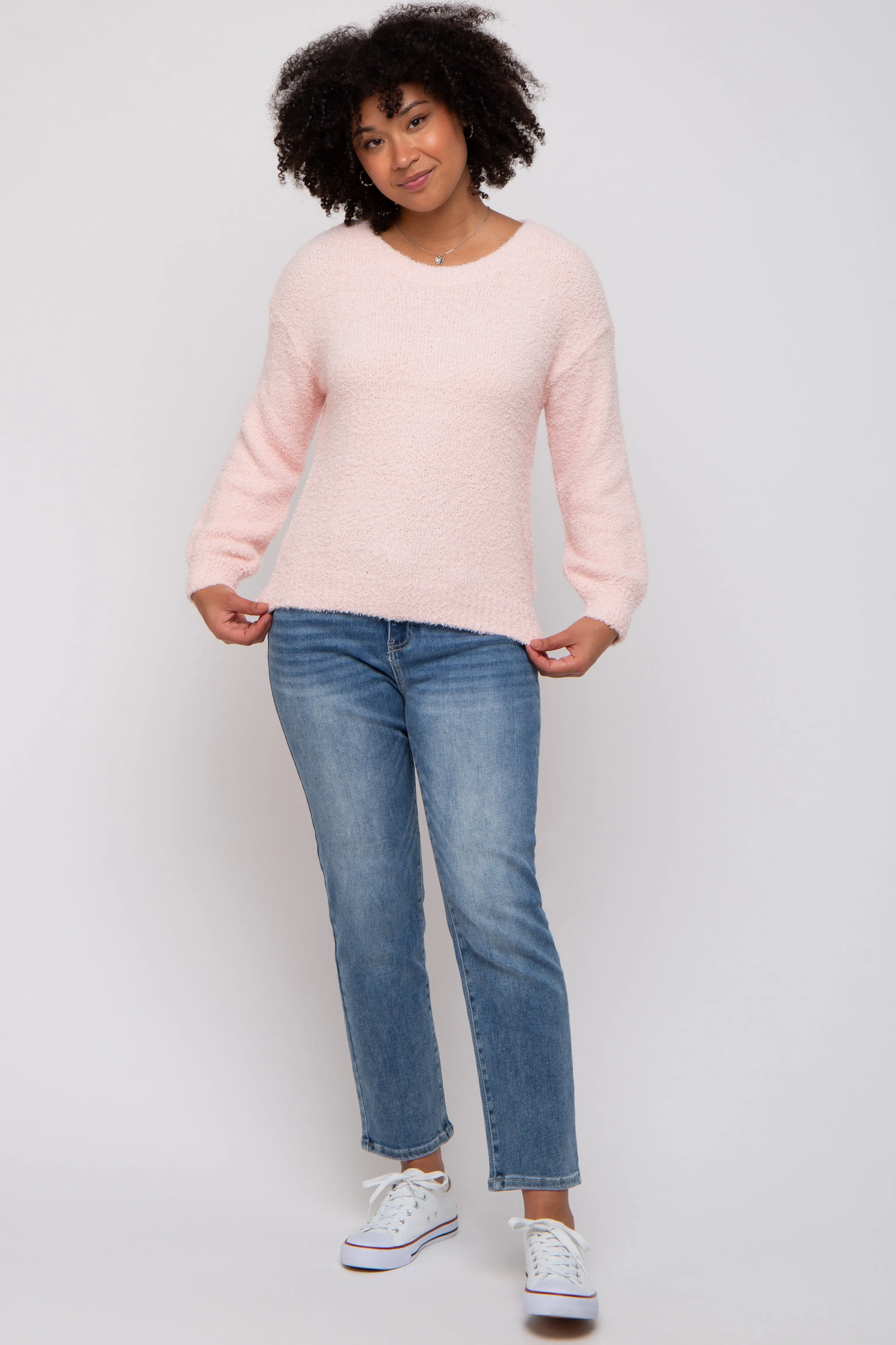 Light Pink Fuzzy Soft Knit Sweater sold by Pinkblush product image thumbnail 5