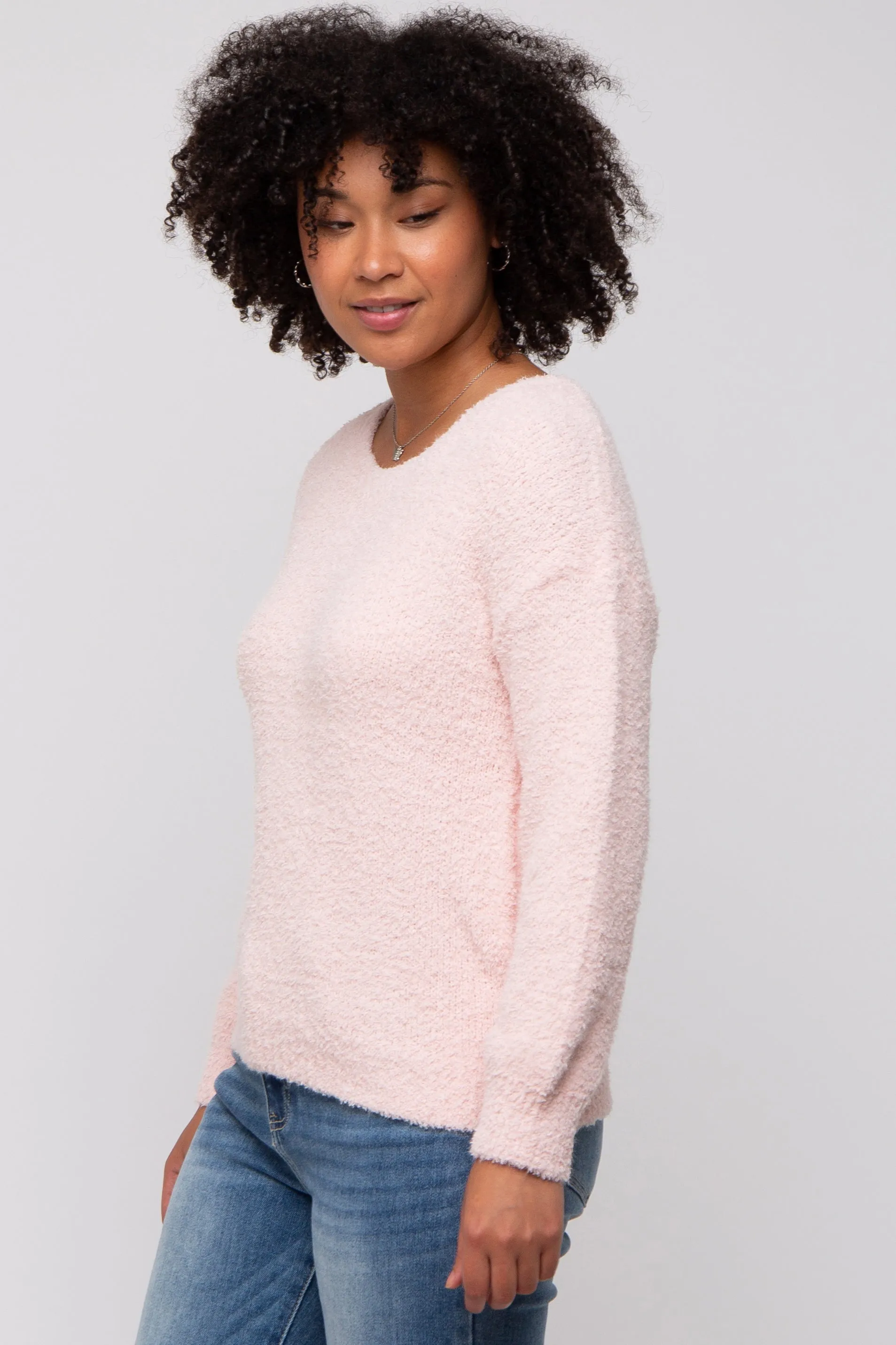 Light Pink Fuzzy Soft Knit Sweater sold by Pinkblush product image thumbnail 2