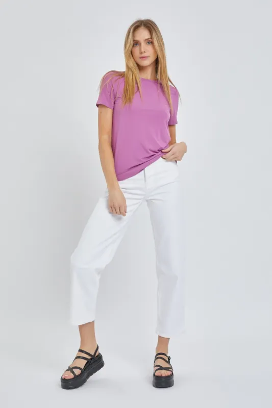 Purple Soft Knit Basic T-Shirt sold by Pinkblush