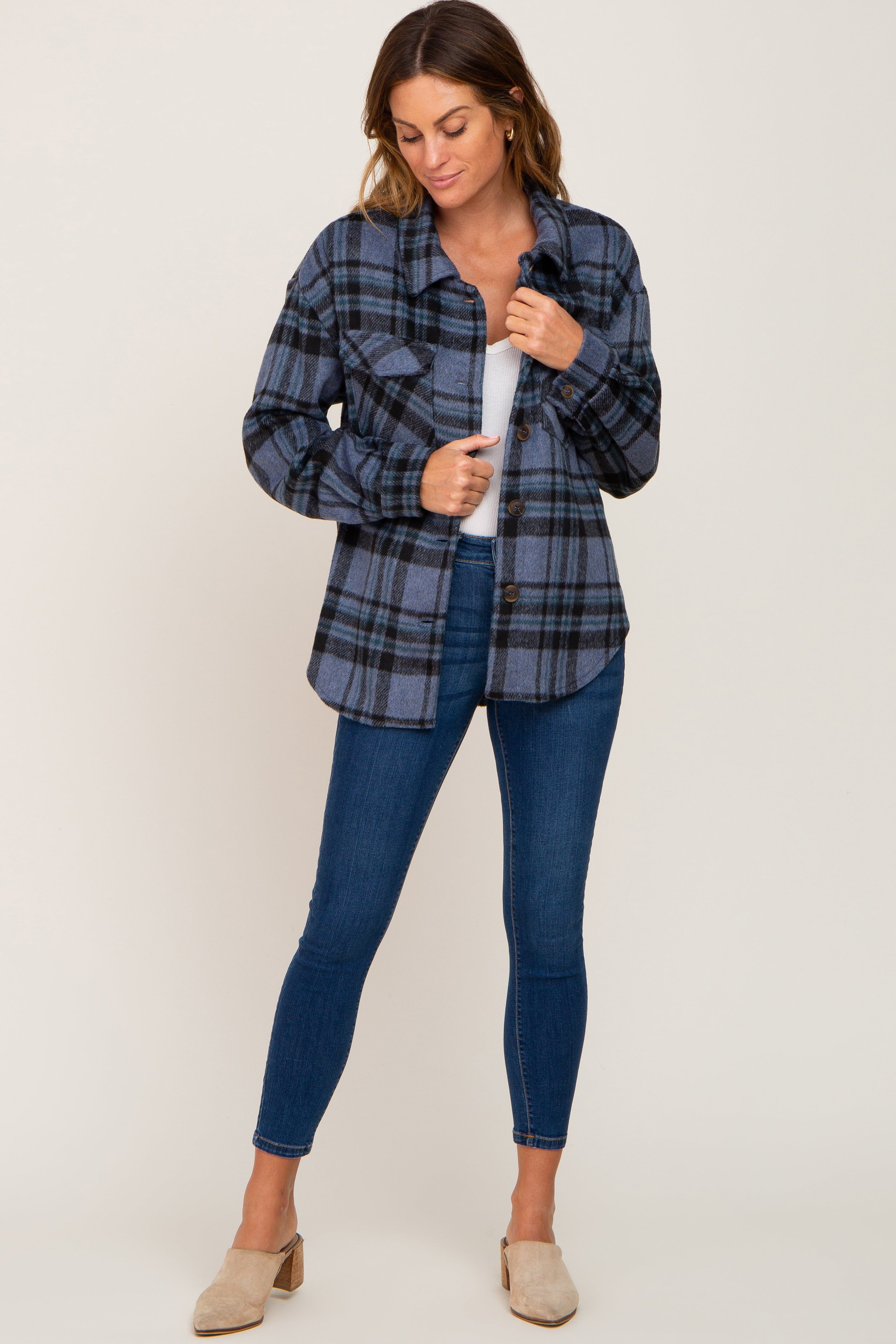 Blue Plaid Front Pocket Shacket sold by Pinkblush product image thumbnail 4