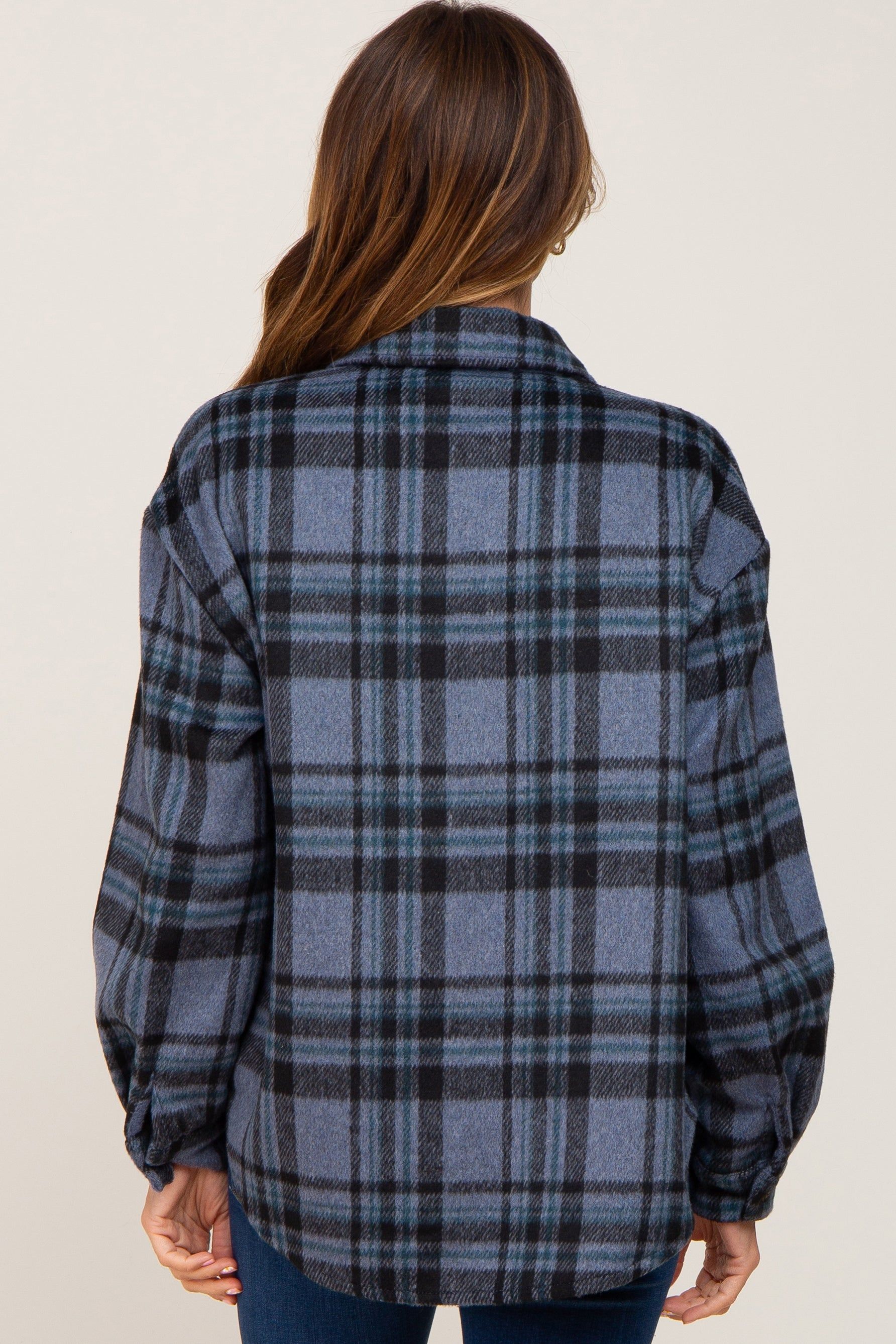 Blue Plaid Front Pocket Shacket sold by Pinkblush product image thumbnail 3