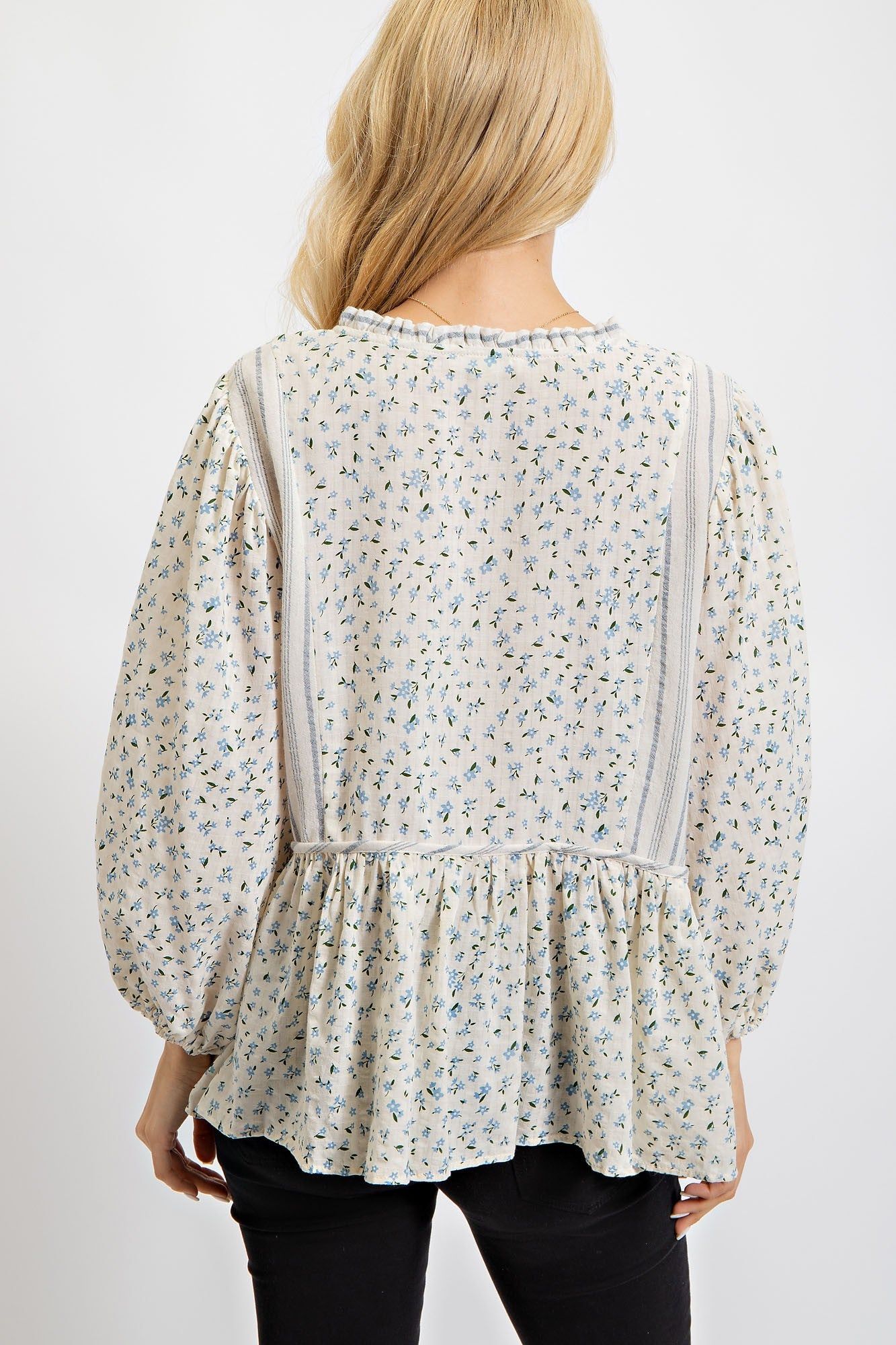 Blue Floral Printed Cotton Gauze Tunic sold by Pinkblush product image thumbnail 3