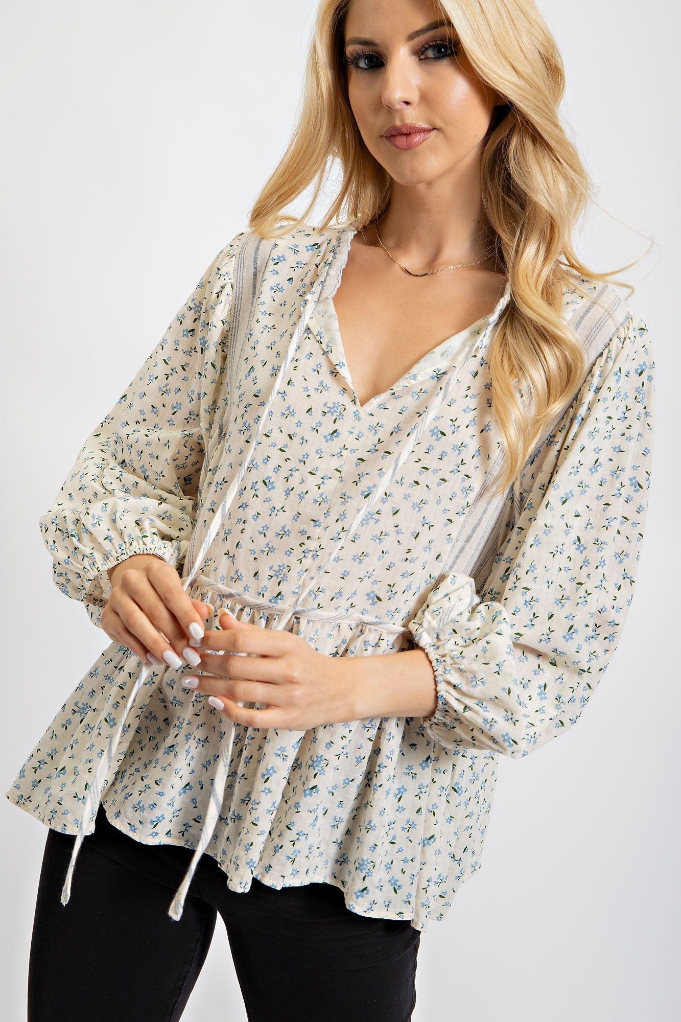 Blue Floral Printed Cotton Gauze Tunic sold by Pinkblush
