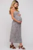Grey Floral Sleeveless Maternity Maxi Dress sold by Pinkblush