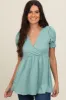 Light Olive Puff Sleeve Crossover Nursing Top sold by Pinkblush