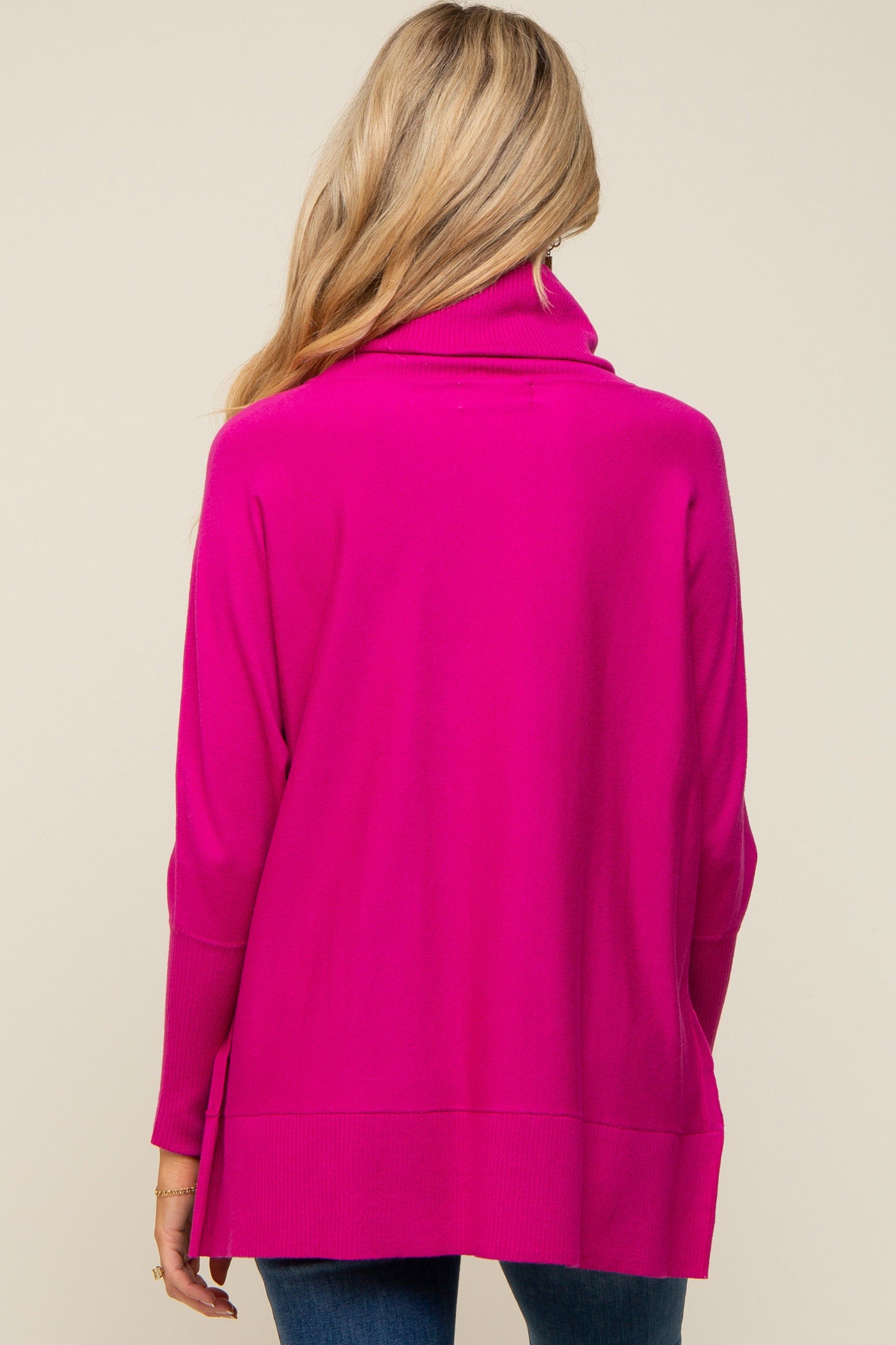Fuchsia Cowl Neck Dolman Sleeve Maternity Sweater sold by Pinkblush product image thumbnail 4