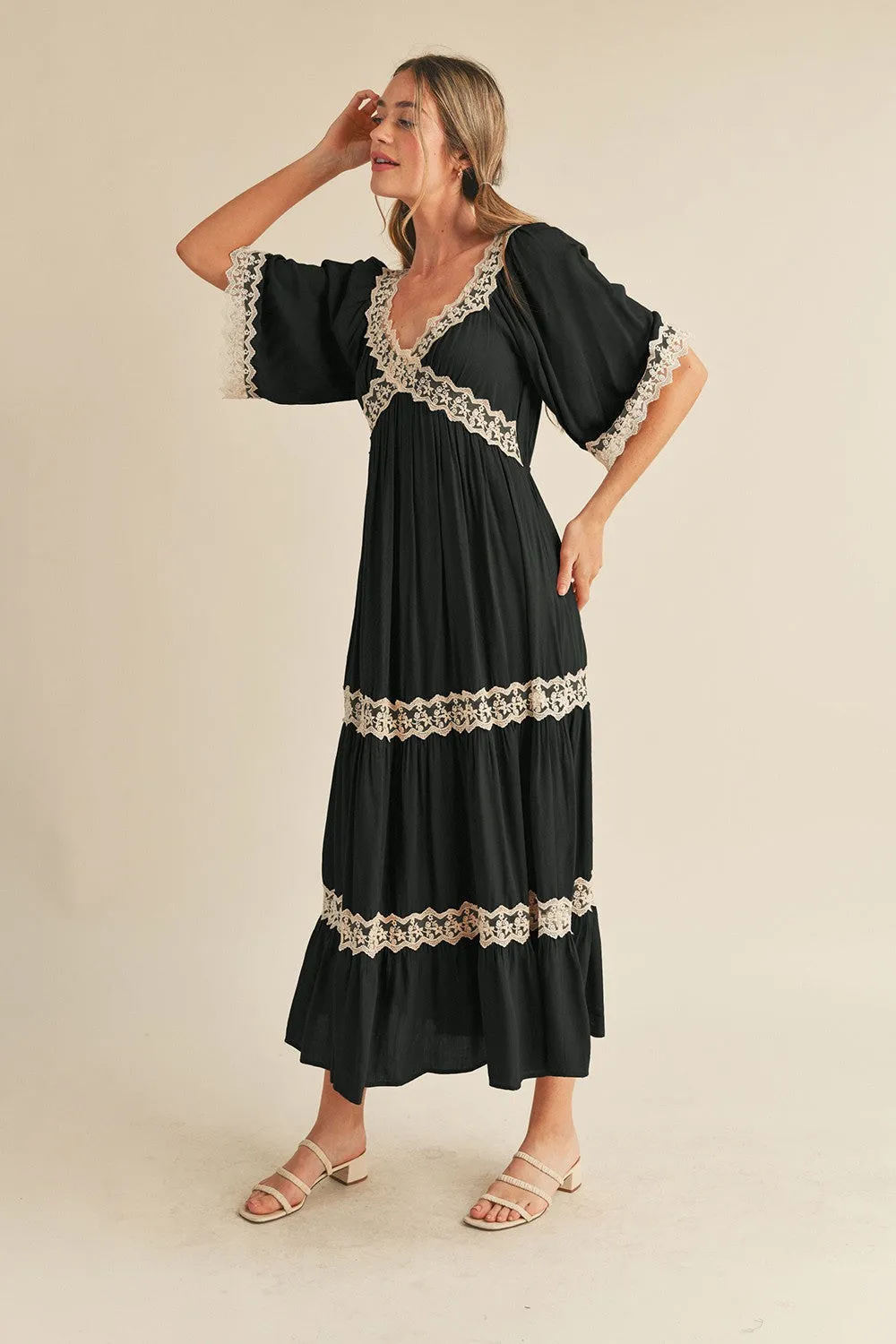 Black Criss Cross Lace Maxi sold by Pinkblush product image thumbnail 2