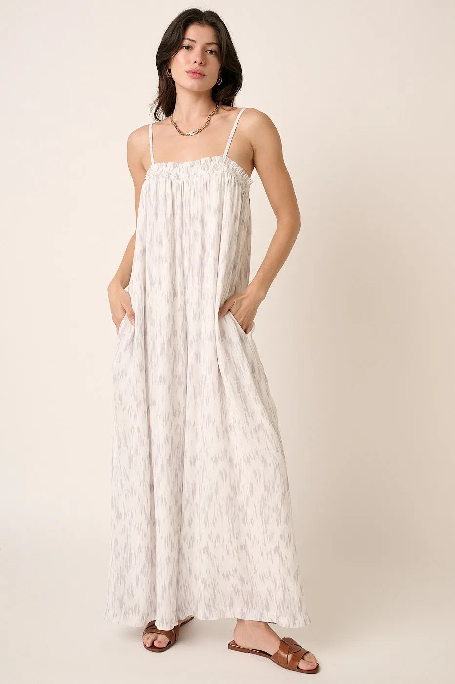 Grey Printed Wide Leg Sleeveless Maternity Jumpsuit sold by Pinkblush product image thumbnail 4