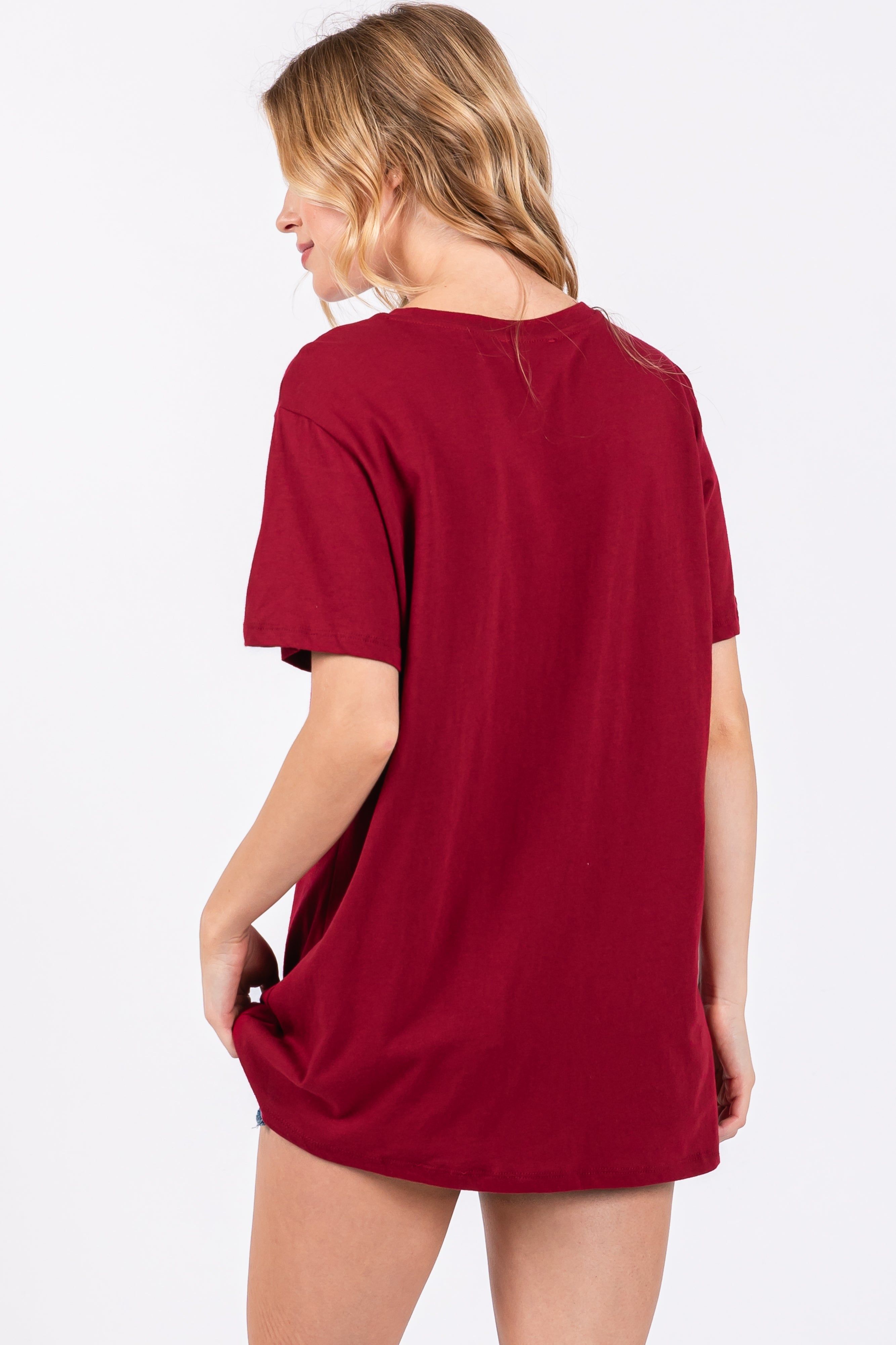 Light Burgundy Oversized Short Sleeve Top sold by Pinkblush product image thumbnail 3
