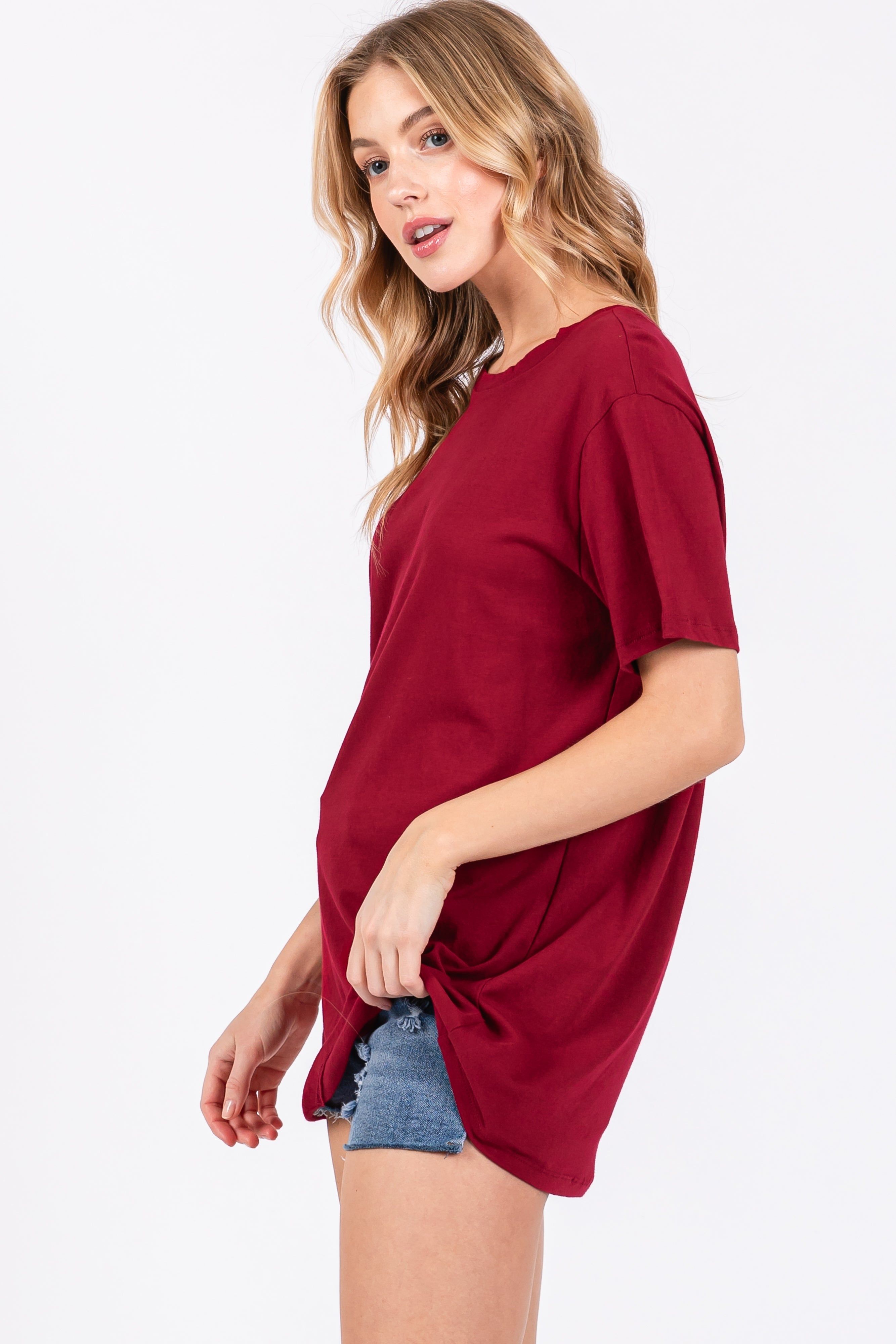 Light Burgundy Oversized Short Sleeve Top sold by Pinkblush product image thumbnail 2