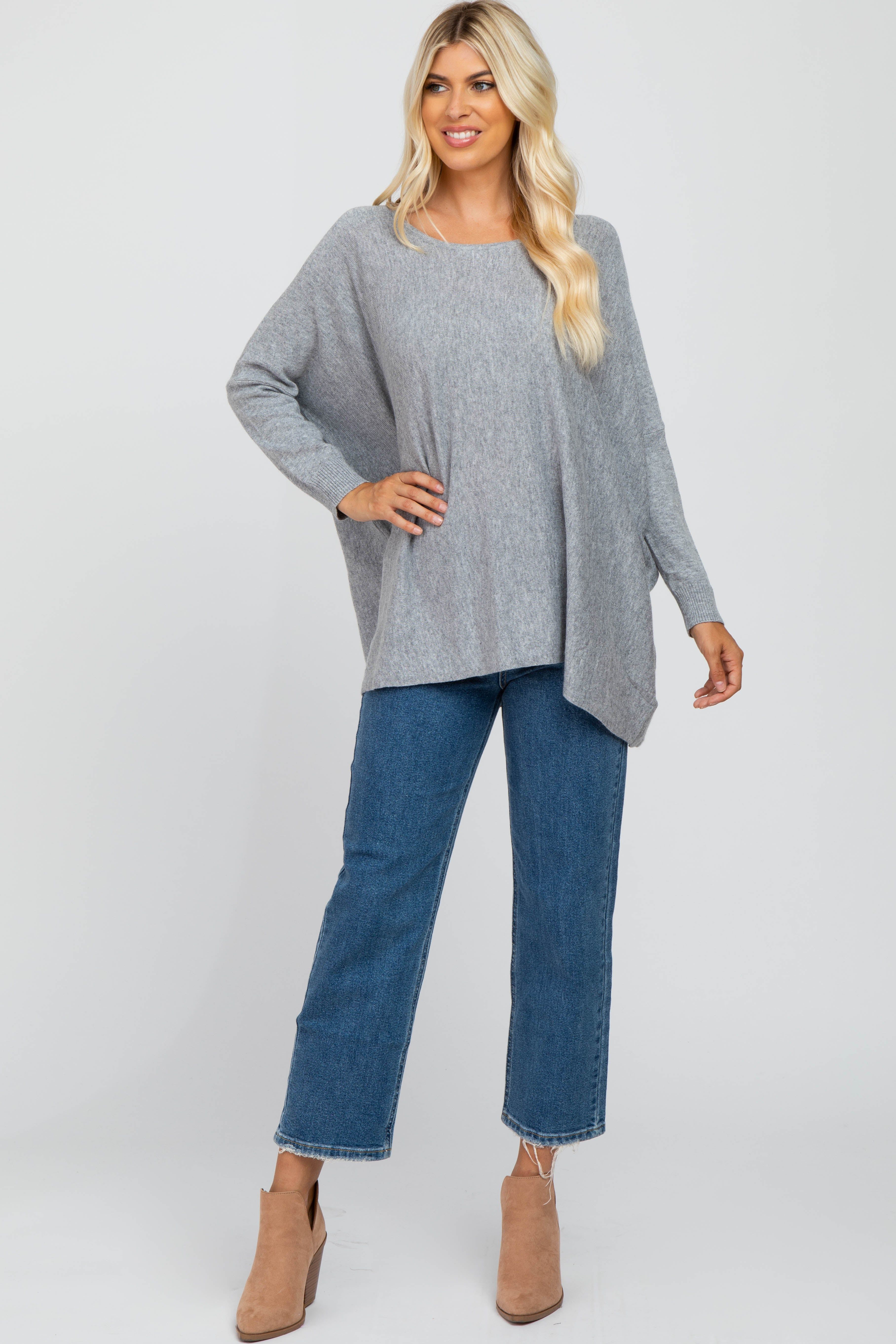 Grey Soft Knit Dolman Sleeve Sweater sold by Pinkblush product image thumbnail 4